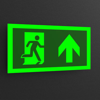 UV Printing Photoluminescent Safety Exit Sign Running Man rectangle for Hospital