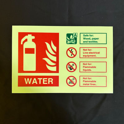 Square Photoluminescent Fire Signs With Aluminum Or Plastic Board