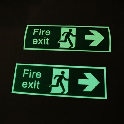 Custom Glowing Color Rectangle Photoluminescent Safety Exit Sign For Indoor And Outdoor