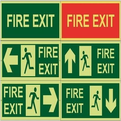 1 MM Thickness Photoluminescent Safety Exit Sign With Glowing Brightness Mcd/M2