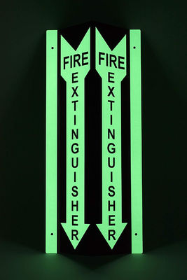 Aluminum Folded Photoluminescent Fire Signs Extinguisher Down Arrow Glow In The Dark