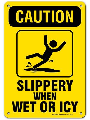 Aluminum Photoluminescent Safety Products Caution Slippery Signs for Wet Icy Floor